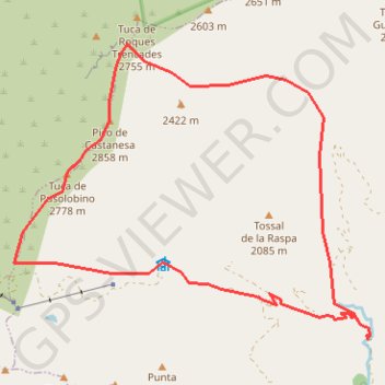 Trace GPS Tuca de Castanesa depuis la piste de Fontjanina, itinéraire, parcours