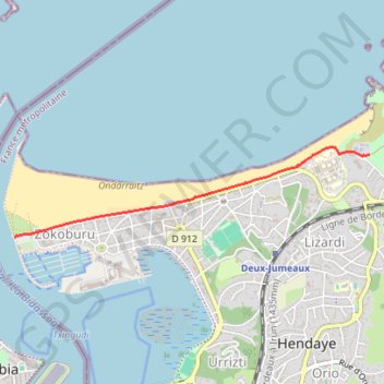 Trace GPS Hendaye - Plage des Deux Jumeaux - Estuaire de la Bidassoa, itinéraire, parcours