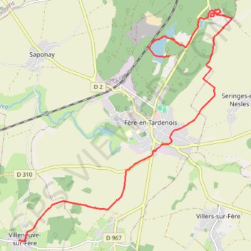 Trace GPS Rando de Villeneuve sur fere a fere en tardenois, itinéraire, parcours