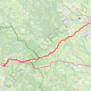 Trace GPS Thiers - Roanne, itinéraire, parcours
