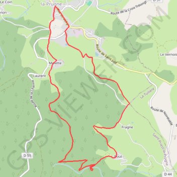 Trace GPS Cascade de Bout - Saint-Priest-la-Prugne, itinéraire, parcours