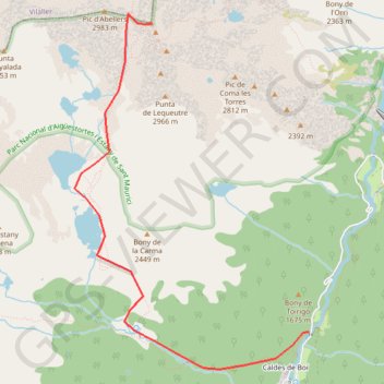 Trace GPS Besiberri Sud depuis Caldes de Boí, itinéraire, parcours