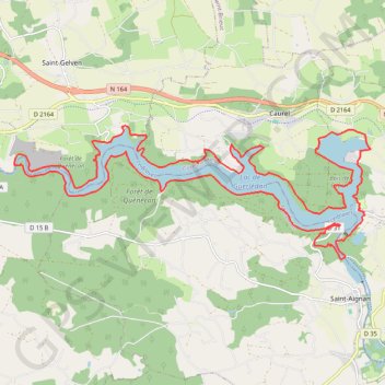 Trace GPS Tour du lac de Guerlédan, itinéraire, parcours