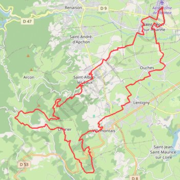 Trace GPS De l'aéroport de Roanne à La Croix Trévingt - Saint-Léger-sur-Roanne, itinéraire, parcours