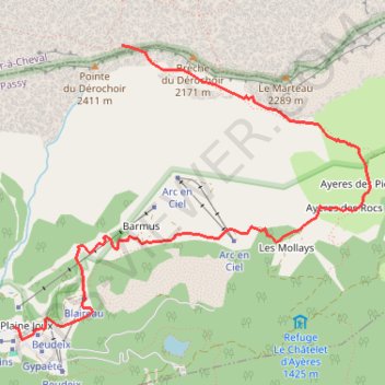 Trace GPS Le Dérochoir - Passy Plaine-Joux, itinéraire, parcours