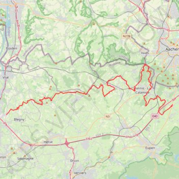 Trace GPS Blegny - Eynatten, itinéraire, parcours