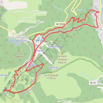 Trace GPS Saint Martin Vésubie - Pic de Colmiane - retour par le vallon du Vernet, itinéraire, parcours