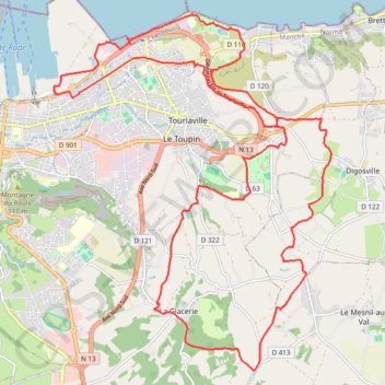 Trace GPS Boucle Tourlaville - La Glacerie, itinéraire, parcours