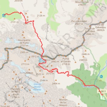 Trace GPS Petite boucle autour du Mont Perdu - J1, itinéraire, parcours