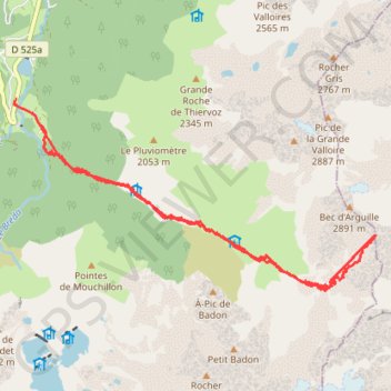 Trace GPS Pas d'Arguille, Couloir Sud (Belledonne), itinéraire, parcours