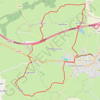 Trace GPS Montmarault 11.1 km, itinéraire, parcours