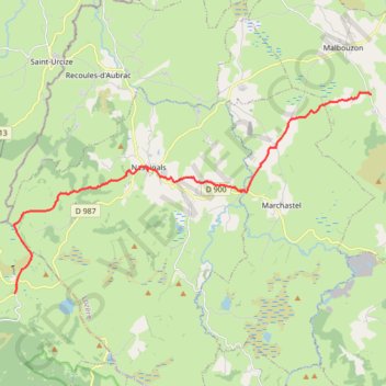 Trace GPS Les Gentianes - Aubrac - Chemin de Saint-Jacques-de-Compostelle, itinéraire, parcours