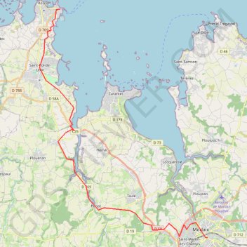Trace GPS 01: Roscoff – Morlaix (Developed with signs), itinéraire, parcours