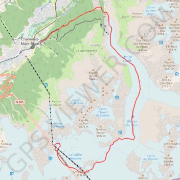 Trace GPS Aiguille du Midi, itinéraire, parcours