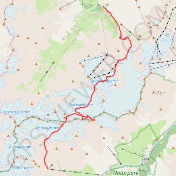 Trace GPS Otztal : Vernagt - Wildspitze - Mittelberg, itinéraire, parcours