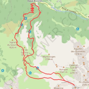 Trace GPS Grande Arcizette depuis les Eaux-Bonnes, itinéraire, parcours