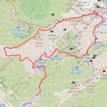 Trace GPS Béouveyre par le Pas du Pin depuis Callelongue, itinéraire, parcours