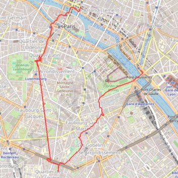 Trace GPS Promenade dans le 6ème à paris (autour de la place Saint Michel), itinéraire, parcours