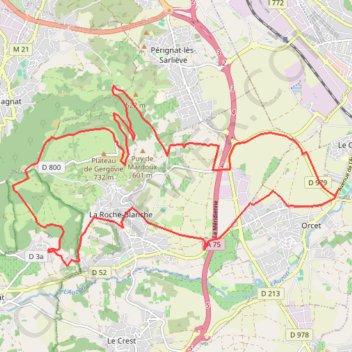 Trace GPS Tour du plateau de Gergovie, itinéraire, parcours