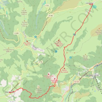Trace GPS De Lavigerie à Mandailles, itinéraire, parcours
