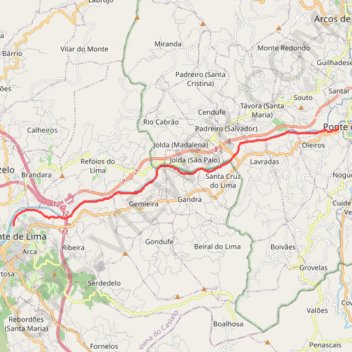 Trace GPS Aller simple de 16km de Ponte da Barca à Ponte de Lima (Portugal), itinéraire, parcours