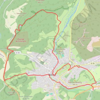 Trace GPS Randonnée facile autour de Bitche par le col de Schimberg, itinéraire, parcours