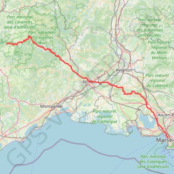 Trace GPS 1 AUBERGE de CADENAS à MARSEILLE EMBARQUEMENT 1 1, itinéraire, parcours