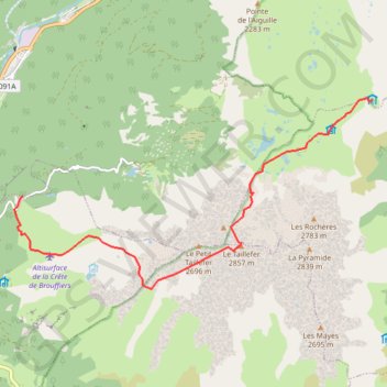 Trace GPS Refuge du Taillefer - Taillefer - Crête Brouffier - Oursière, itinéraire, parcours