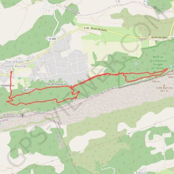 Trace GPS Plan d'Aups 3 grottes, itinéraire, parcours