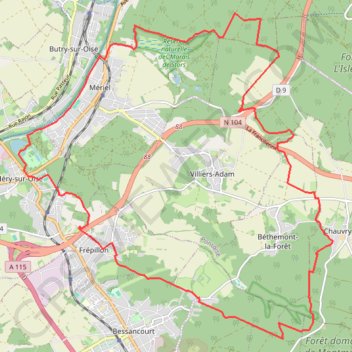 Trace GPS Méry - Forêt de Montmorency, itinéraire, parcours