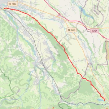 Trace GPS De Pau à Lourdes par les chemins, itinéraire, parcours