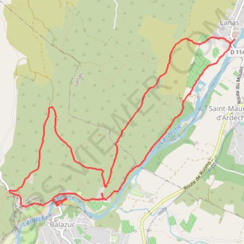 Trace GPS Lanas Balazuc (Ardèche), itinéraire, parcours