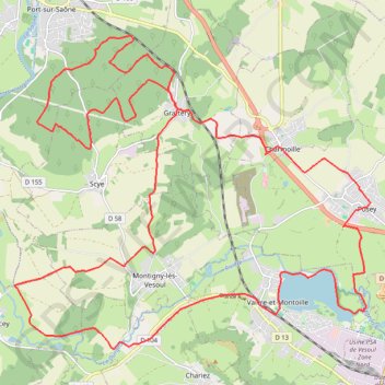 Trace GPS Grattery, Montigny, Pontcey, le Lac, itinéraire, parcours