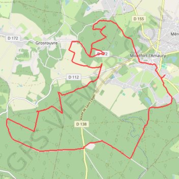 Trace GPS Parcours en vtt dans la foret de Rambouillet depuis Montfort l'Amaury, itinéraire, parcours