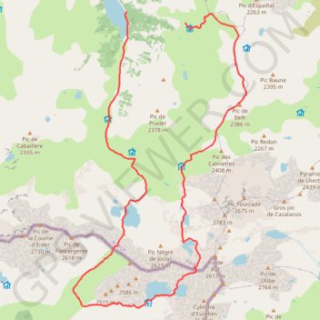 Trace GPS Fontargente-Joclar-Crête des Isards, itinéraire, parcours