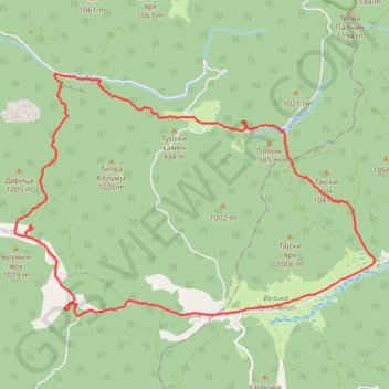Trace GPS Kučaj: Velika Brezovica, Valkaluci, Nekudovo, vodopad Prskal..., itinéraire, parcours