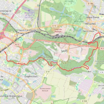 Trace GPS De Saint Quentin en Yvelines à Versailles, itinéraire, parcours