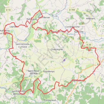 Trace GPS Base Aubeterre-VTT Poltrot-Dordogne, itinéraire, parcours