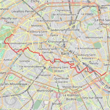 Trace GPS Traversée de Paris (Ouest-Est) (2020), itinéraire, parcours