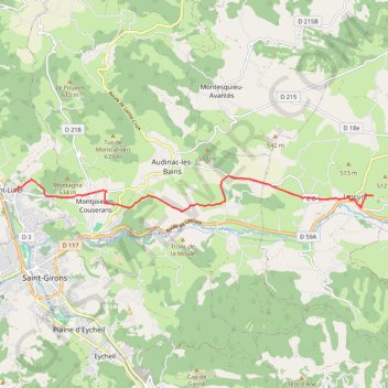 Trace GPS Lescure - Saint-Lizier (Grande Traversée), itinéraire, parcours