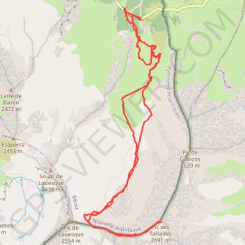 Trace GPS Pic du Grand Gabizos, itinéraire, parcours