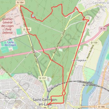 Trace GPS De la Fête des Loges à la Grande Terrasse de Saint-Germain en Laye (78 - Yvelines), itinéraire, parcours