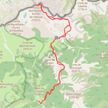 Trace GPS De Castérino vers la Rocca dell'Abisso, itinéraire, parcours