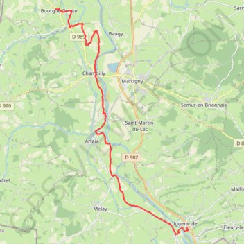 Trace GPS Itinéraire de 63 Grande Rue, 71340 Iguerande, France à 85 Le Bourg, 71110 Bourg-le-Comte, France, itinéraire, parcours