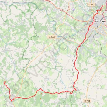 Trace GPS Champsac Limoges, itinéraire, parcours