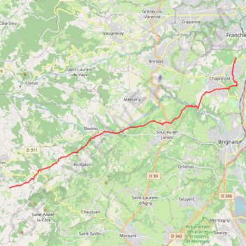 Trace GPS Chemin de Saint Jacques de Compostelle - Etape 2 - Chaponost/Saint-Martin-en-Haut, itinéraire, parcours