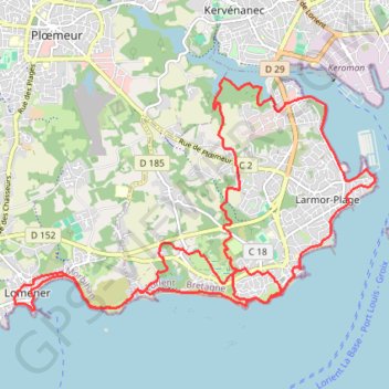Trace GPS RANDO BRETAGNE autour de Larmor plage, itinéraire, parcours