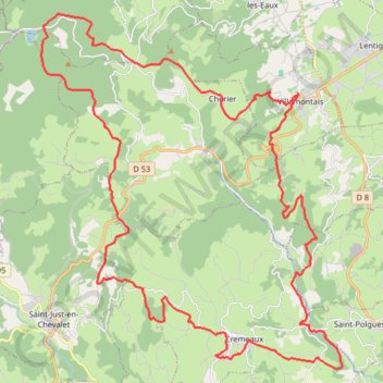 Trace GPS Au Pays d'Urfé - Villemontais, itinéraire, parcours