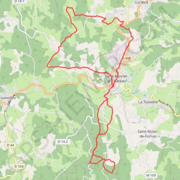 Trace GPS Saint-Bonnet le Château, itinéraire, parcours