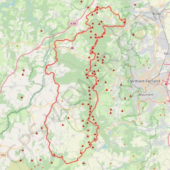 Trace GPS Tour de la chaîne des Puys, itinéraire, parcours